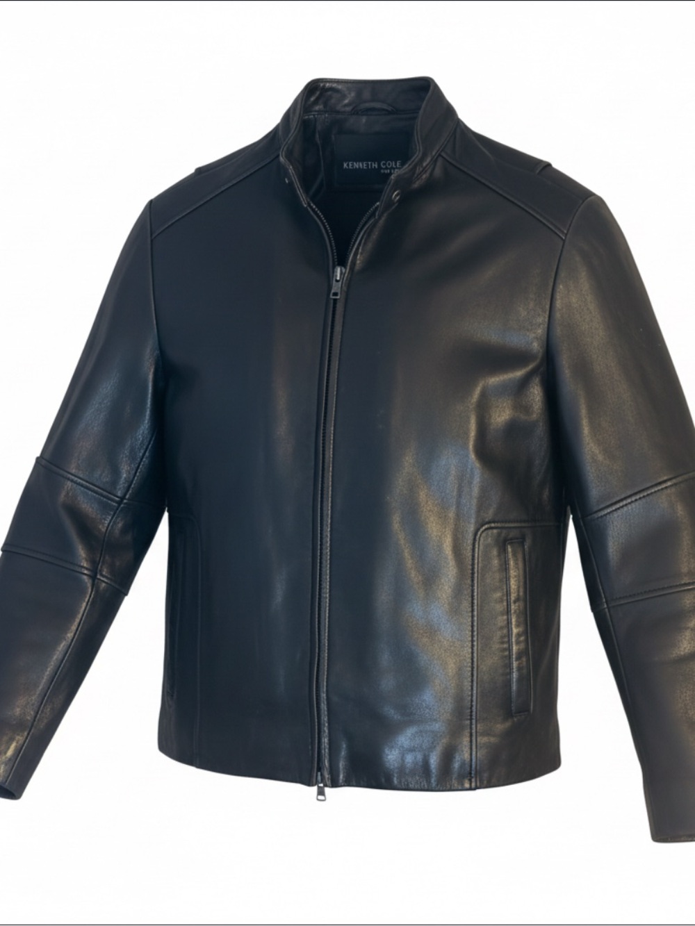 Kenneth Cole Men's Black Leather Bomber Jacket